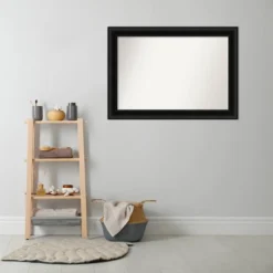 42" X 30" Non-Beveled Parlor Bathroom Wall Mirror Black - Amanti Art -Amanti Art GUEST 56d88ee4 55d8 4d78 8a4c 32ec8570b808