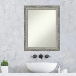 23" X 29" Non-Beveled Waveline Silver Narrow Bathroom Wall Mirror - Amanti Art -Amanti Art GUEST 5757bba8 b808 431f bbc0 41e6e03cab2d