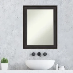 Amanti Art Allure Charcoal Petite Bevel Wood Bathroom Wall Mirror 28.5 X 22.5 In. -Amanti Art GUEST 57f9b0fe 1b43 43d3 9027 08600cfcc6bd