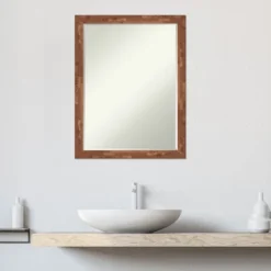 Amanti Art Fresco Light Pecan Petite Bevel Wood Bathroom Wall Mirror 26.5 X 20.5 In. -Amanti Art GUEST 5944d1f8 7a0d 4a36 98f9 d34c96f1487e