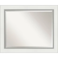Eva White Silver Framed Bathroom Vanity Wall Mirror - Amanti Art -Amanti Art GUEST 59b25bc6 f59b 4495 af7a f2e9b372dcbe