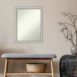 21" X 27" Non-Beveled Salon Silver Narrow Bathroom Wall Mirror - Amanti Art -Amanti Art GUEST 59ec8b85 4c14 4103 94fd ef06448a2e9d