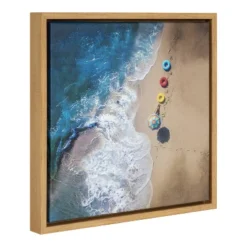 16" X 16" Hi Summer (Beach) Framed Canvas Wall Art - Amanti Art