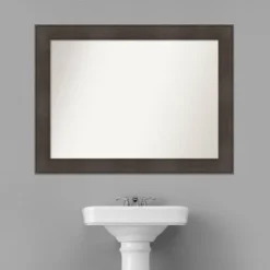 44" X 33" Non-Beveled William Rustic Woodgrain Bathroom Wall Mirror - Amanti Art -Amanti Art GUEST 5a44a2c3 acda 4683 b2d3 5815277de4e6