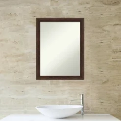 21"x27" Non-Beveled Narrow Wood Bathroom Wall Mirror Warm Walnut - Amanti Art: Modern Rectangular Vanity, Wall Mounted, Includes Hardware -Amanti Art GUEST 5a50b245 ccf4 429c b00f acb6dcaa2375
