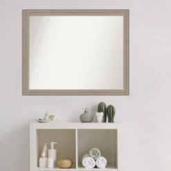 31" X 25" Non-Beveled Curve Wood Bathroom Wall Mirror Gray Wash - Amanti Art 13 31" X 25" Non-Beveled Curve Wood Bathroom Wall Mirror Gray Wash - Amanti Art -Amanti Art GUEST 5a82bb16 2888 4af0 a8b0 28c835447f98