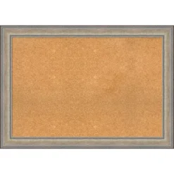 41"x29" Wood Frame Natural Cork Board Fleur Champagne Silver - Amanti Art: Wall Mount, Custom Quality -Amanti Art GUEST 5ae410df a0ed 43a7 a288 ff121588b036