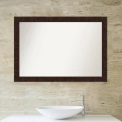 40" X 28" Non-Beveled William Mottled Bronze Narrow Bathroom Wall Mirror - Amanti Art -Amanti Art GUEST 5b4565d7 c49d 48b1 a4e7 7116cce8b0c2