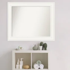 34" X 28" Non-Beveled Ridge White Bathroom Wall Mirror - Amanti Art -Amanti Art GUEST 5b6b8b1b 75f9 4287 a575 2a069ec6a86f