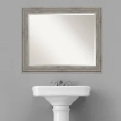 Regis Barnwood Framed Bathroom Vanity Wall Mirror Gray - Amanti Art -Amanti Art GUEST 5bca687d fd2f 4b4e 98ff d38a88c72b55