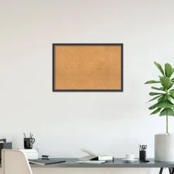 38"x26" Stylish Wood Frame Natural Cork Board Black - Amanti Art: Wall Mount, Decorative, 2ft X3ft -Amanti Art GUEST 5c3adf63 2357 4954 913a b187b340f4ea