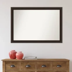 40" X 28" Non-Beveled Romano Espresso Narrow Wood Wall Mirror - Amanti Art -Amanti Art GUEST 5cf5140c f735 4b30 9955 f8c281bcc266