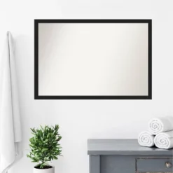38" X 26" Non-Beveled Grace Narrow Bathroom Wall Mirror Brushed Metallic Black - Amanti Art -Amanti Art GUEST 5d3d1769 4999 43ca 9d4f f814c794637a