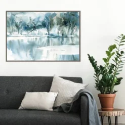 33" X 22" Blue Tree Reflections By Katrina Pete Framed Canvas Wall Art Gray Wash - Amanti Art -Amanti Art GUEST 5d8e38d1 5440 414e 89fb 771c415a41fd