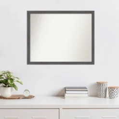30" X 24" Non-Beveled Pinstripe Plank Gray Thin Wall Mirror - Amanti Art -Amanti Art GUEST 5d9510cc 6624 4b2d a667 0a0b3521c24a
