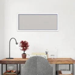 32"x14" Morgan Wood Frame Gray Cork Board White/Blue - Amanti Art -Amanti Art GUEST 5dd30bc0 e70d 4592 8415 03157c62da5d