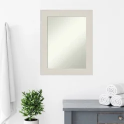 24" X 30" Non-Beveled Rustic Plank White Bathroom Wall Mirror - Amanti Art -Amanti Art GUEST 5e73c528 a1ee 41b7 820c 485b7382f350