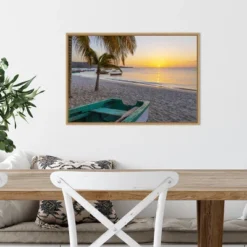 23" X 16" Sunset And Wooden Fishing Boat By Don Paulson Danita Delimont Framed Canvas Wall Art - Amanti Art -Amanti Art GUEST 5f4d0478 8cf7 45fe ad87 40ad5f8050b8