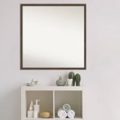 27" X 27" Non-Beveled Hardwood Wedge Wood Bathroom Wall Mirror Mocha Brown - Amanti Art -Amanti Art GUEST 5fcbe476 827a 4193 8117 b3fb91287e96