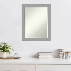 22" X 28" Brushed Nickel Framed Wall Mirror Silver - Amanti Art: Modern Rectangle Beveled, No Assembly Required -Amanti Art GUEST 60124072 57ee 4de3 b0cb c9e51762c3c4