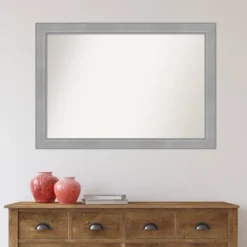 40" X 28" Non-Beveled Vista Brushed Nickel Wall Mirror - Amanti Art -Amanti Art GUEST 601f2b95 3971 4fbd b52a 944c23c7d2d1
