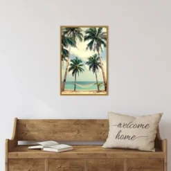 16" X 23" Palm Sky 3 By Design Fabrikken Framed Canvas Wall Art - Amanti Art -Amanti Art GUEST 60244b35 b3d4 4f20 aaaf a6504949dc09