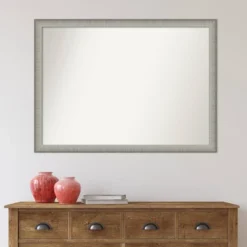 41" X 30" Non-Beveled Elegant Narrow Bathroom Wall Mirror Brushed Pewter - Amanti Art -Amanti Art GUEST 6161552b 941d 44c8 ba9c f8dbe77badcb