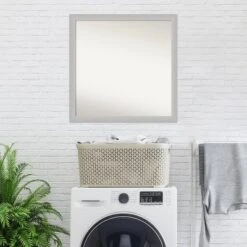 29" X 29" Non-Beveled Low Luster Wood Bathroom Wall Mirror Silver - Amanti Art -Amanti Art GUEST 6194966f cfed 47c9 9296 8b2bcdbfacc3