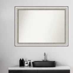 43" X 32" Non-Beveled Salon Silver Bathroom Wall Mirror - Amanti Art -Amanti Art GUEST 6297366c 83f1 4bf7 b546 e6a630e60e89