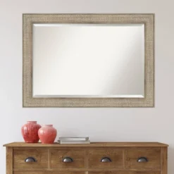 42" X 30" Beveled Trellis Silver Wood Wall Mirror - Amanti Art: Large Rectangular, No Assembly Required -Amanti Art GUEST 62c671b5 e537 4a33 9466 3226569daa62