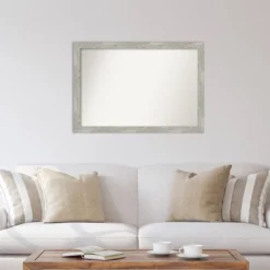 40" X 28" Non-Beveled Dove Gray Wash Narrow Wall Mirror - Amanti Art -Amanti Art GUEST 6360f3e8 08ac 4781 a816 8b0d00ca1fff