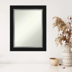 24" X 30" Non-Beveled Eva Black Silver Wall Mirror - Amanti Art -Amanti Art GUEST 6361c595 bd6d 43be 91f5 fe7d8e1c1181