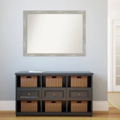 42" X 31" Non-Beveled Dove Narrow Bathroom Wall Mirror Gray Wash - Amanti Art -Amanti Art GUEST 63a4cbf9 d276 4e3e 8e38 4133a44abd64