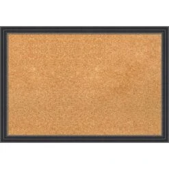 26"x18" Stylish Wood Frame Cork Board Black - Amanti Art -Amanti Art GUEST 6462a098 033f 4a1a 8b63 fb7e3a6d6f24