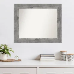 34" X 28" Non-Beveled Bridge Gray Wood Wall Mirror - Amanti Art -Amanti Art GUEST 65171621 fb01 4c8a 83a2 9cf92d7f3b0c