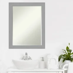 Brushed Petite Bevel Bathroom Wall Mirror -Amanti Art GUEST 655faf32 6b19 4572 93d0 080042cc26ff