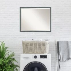 Dixie Rustic Narrow Framed Bathroom Vanity Wall Mirror Blue/Gray - Amanti Art -Amanti Art GUEST 6718f9f1 eb39 4a97 95a1 58ebddae9b6d