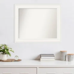 34" X 28" Non-Beveled Ridge White Wall Mirror - Amanti Art -Amanti Art GUEST 6765e7bd 8329 4b52 a1ff a4947f732467