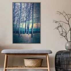 22" X 33" Winter Trees At Lake Michigan By Michelle Calkins Framed Canvas Wall Art Gray Wash - Amanti Art -Amanti Art GUEST 67e42b2a 6721 46a1 9512 37b7707866dc