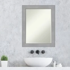 Amanti Art Vista Brushed Nickel Petite Bevel Bathroom Wall Mirror 28.25 X 22.25 In. -Amanti Art GUEST 68651d31 dc64 4794 b72a f6e99cbea5f4