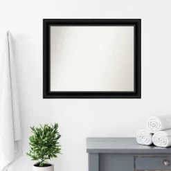 32" X 26" Non-Beveled Corded Bathroom Wall Mirror Black - Amanti Art -Amanti Art GUEST 688886d7 d178 4207 8097 9882266f732c