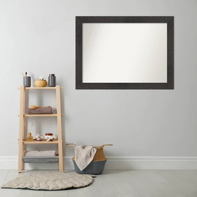 44" X 33" Non-Beveled Rustic Plank Espresso Bathroom Wall Mirror - Amanti Art 8 44" X 33" Non-Beveled Rustic Plank Espresso Bathroom Wall Mirror - Amanti Art - Image 6