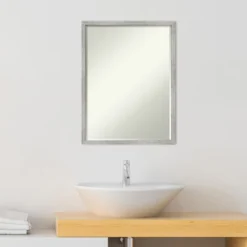 Amanti Art Shiplap White Narrow Petite Bevel Wood Bathroom Wall Mirror 25 X 19 In. -Amanti Art GUEST 68b9a5ca 19f9 49ec a83c e74fd43fbbdf