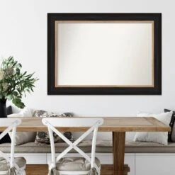 43" X 31" Non-Beveled Vogue Black Wall Mirror - Amanti Art -Amanti Art GUEST 69a161ea 691e 4c07 9b32 2a521a2a4f35