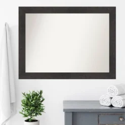 44" X 33" Non-Beveled Rustic Plank Espresso Bathroom Wall Mirror - Amanti Art 17 44" X 33" Non-Beveled Rustic Plank Espresso Bathroom Wall Mirror - Amanti Art -Amanti Art GUEST 69e94007 d187 44f8 91a6 cc0553143aed