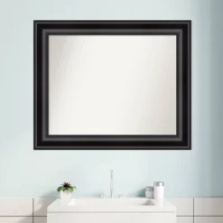 34" X 28" Non-Beveled Grand Bathroom Wall Mirror Black - Amanti Art -Amanti Art GUEST 6ac603de 0075 4352 9b12 a936e6386b1a