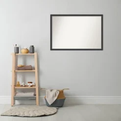 38"x26" Non-Beveled Stylish Wood Bathroom Wall Mirror Black - Amanti Art: Modern Rectangular Design, Wall Mount, Includes Hardware -Amanti Art GUEST 6b48815d 58b7 417a b9b7 9e612d4bdc9c