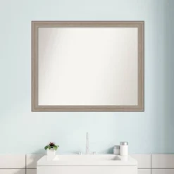 31" X 25" Non-Beveled Curve Wood Bathroom Wall Mirror Gray Wash - Amanti Art 16 31" X 25" Non-Beveled Curve Wood Bathroom Wall Mirror Gray Wash - Amanti Art -Amanti Art GUEST 6c0eb6e0 501e 42a7 b3dc e6441d3c74e6