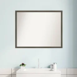 30" X 24" Non-Beveled Svelte Clay Gray Wood Bathroom Wall Mirror - Amanti Art -Amanti Art GUEST 6c1341cd 2120 4ead b47c cf7943011e3c