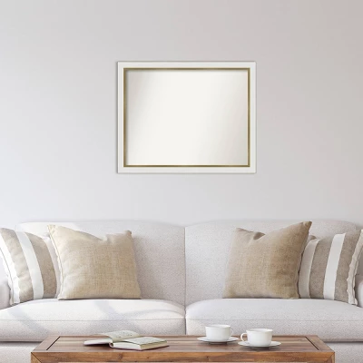 Amanti Art 31" X 25" Non-Beveled Eva White Gold Narrow Wall Mirror : Modern Rectangle, Polystyrene Frame 6 Amanti Art 31" X 25" Non-Beveled Eva White Gold Narrow Wall Mirror : Modern Rectangle, Polystyrene Frame - Image 4